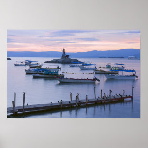 Poster Le lac Chapala Islet et la jetée