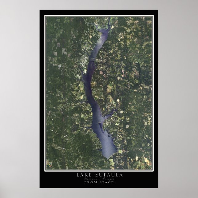 Poster Le lac Eufaula Alabama - Géorgie Carte satellite (Devant)