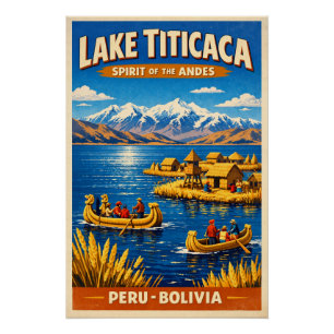 Poster Le lac Titicaca, Pérou et Bolivie, dans un classiq