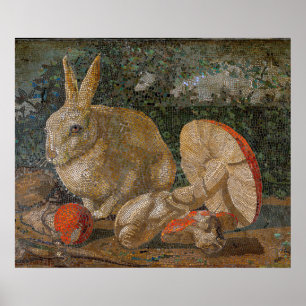 Poster Le lapin de mosaïque et la nature des champignons