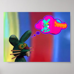 Poster Le lapin imagine être Animé