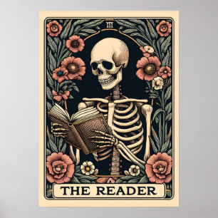 Poster Le lecteur Skeleton Tarot Card