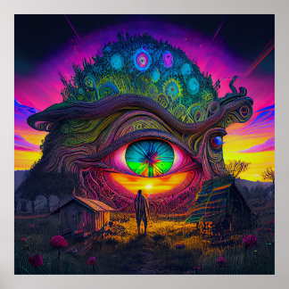 Poster Le lever de soleil trippy dans le rêve abstrait su