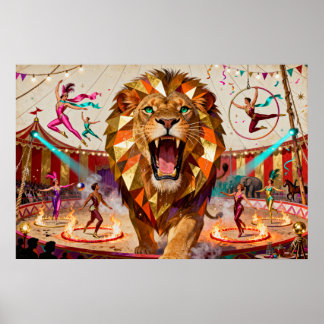 Poster Le Lion Majestueux du Cirque - Une Captivant