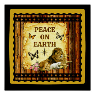 Poster Le Lion Pose Avec L'Agneau