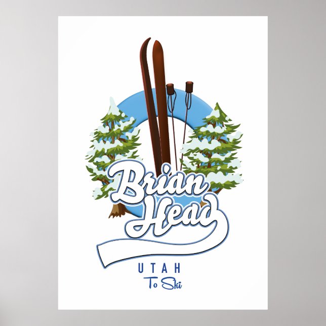 Poster Le logo de Brian Head Utah pour skier (Devant)