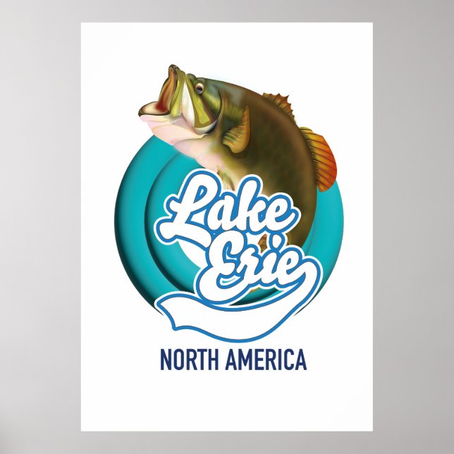Poster Le logo de pêche du lac Érié Amérique du Nord (Devant)