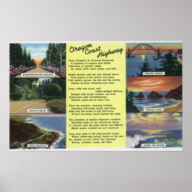 Poster Le long de la route côtière de l'Oregon avec un po (Devant)