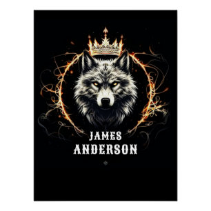 Poster Le Loup Alpha. Ajouter du Texte ou un Nom sur l'Af