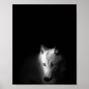 Poster Le loup, moderne, noir et blanc photo,