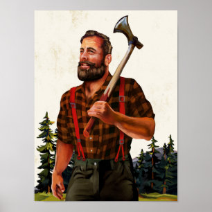 Poster "Le Lumberjack", l'homme Vintage Cool avec un x