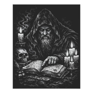 Poster Le Magicien Étudiant le Grimoire — par BurnsInHell