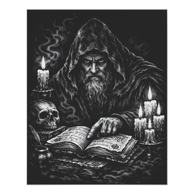Poster Le Magicien Étudiant le Grimoire — par BurnsInHell (Devant)