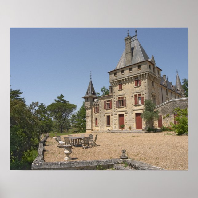 Poster Le magnifique Château de Pressac et son jardin (Devant)