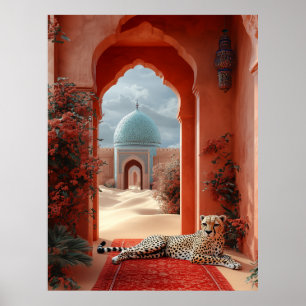 Poster Le majestueux Cheetah dans un palais marocain du d