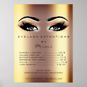 Poster Le maquilleur rose de pêche d'or observe des prix