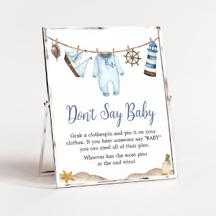 Poster Le marin nautique Ahoy Baby shower ne pas dire béb