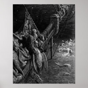 Poster Le marin regarde fixement sur les serpents dans