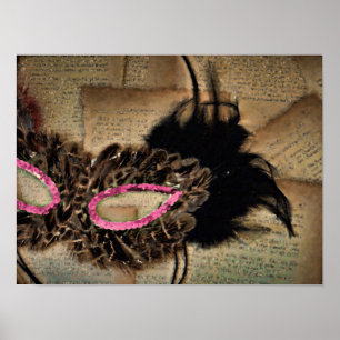 Poster Le masque vintage moderne sur le vieux livre