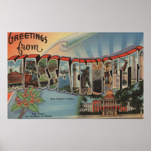 Poster Le Massachusetts (capitale de l'État/fleur)