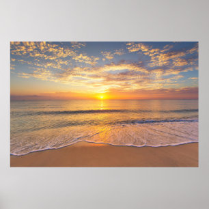 Poster Le matin Sun au bord de la mer