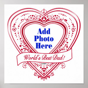 Poster Le meilleur papa du monde ! Photo Red Hearts