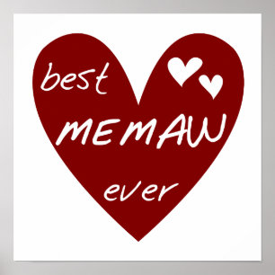 Poster Le meilleurs T-shirts et cadeaux de Memaw de coeur