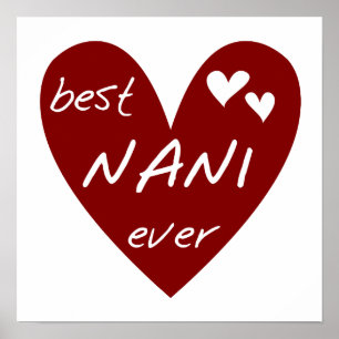 Poster Le meilleurs T-shirts et cadeaux de Nani de coeur
