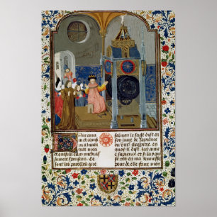 Poster Le ménage admirant l'horloge rare du maître