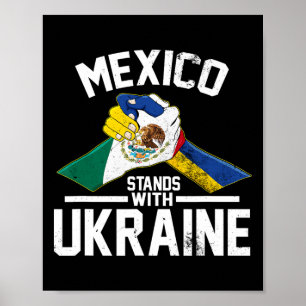Poster Le Mexique Soutient L'Ukraine Drapeau Ukrainien