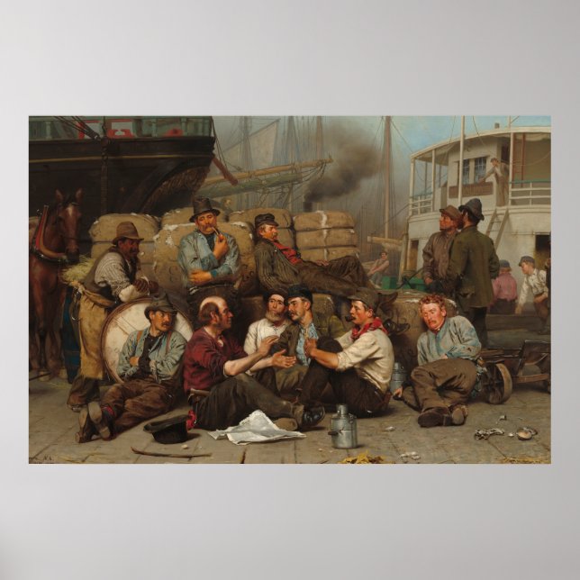 Poster Le midi des débardeurs by John George Brown (Devant)