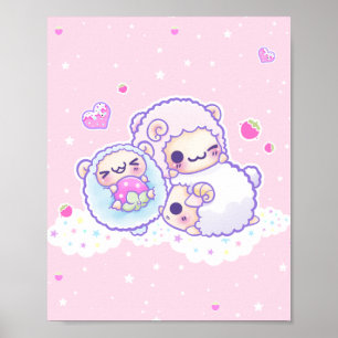 Poster Le mignon mouton à bonbons en coton