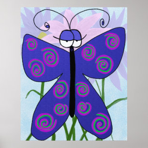 Poster Le Mignon Papillon Avec Une Peinture D'Attitude