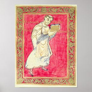 Poster Le moine Ruodprehet présentant son livre