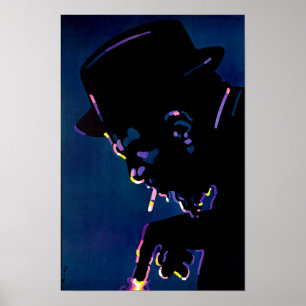 Poster Le moine Thelonious Illustré Jazz Vintage