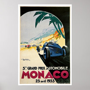 Poster Le Monaco vintage emballant Grand prix