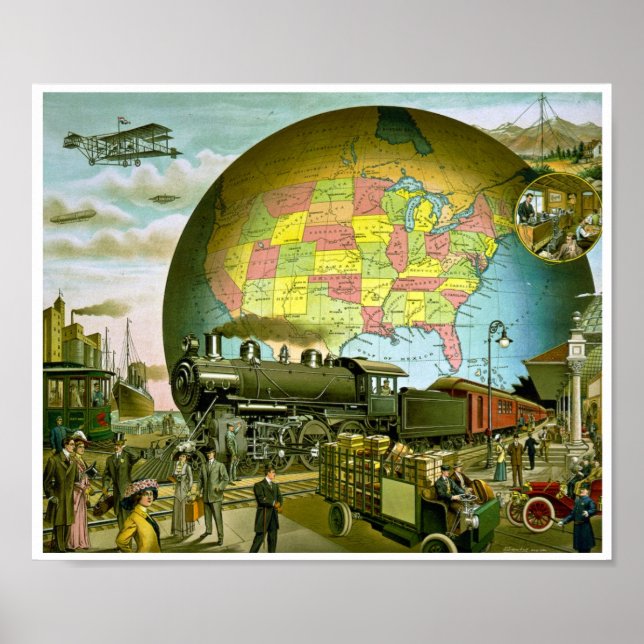 Poster Le monde des transports 1910 (Devant)