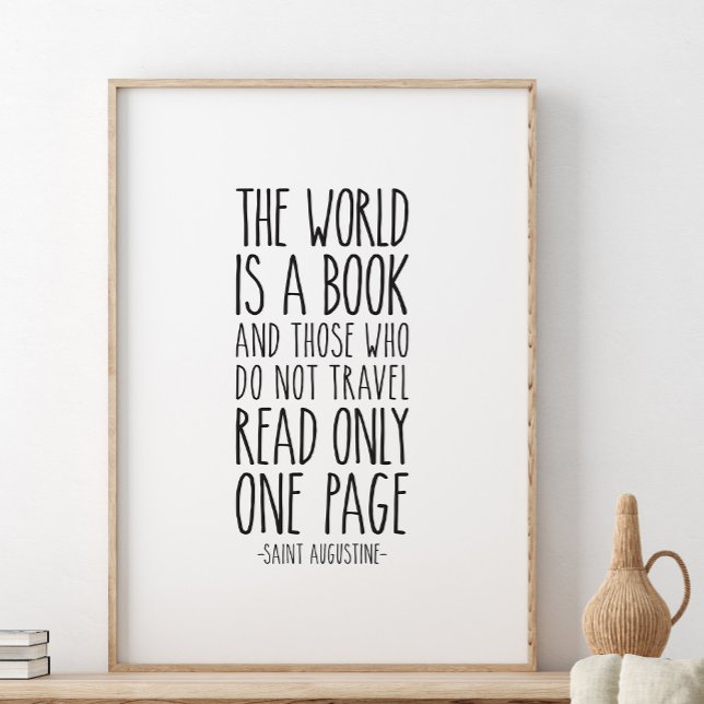 Poster Le monde est un livre, saint Augustin citation (Créateur téléchargé)