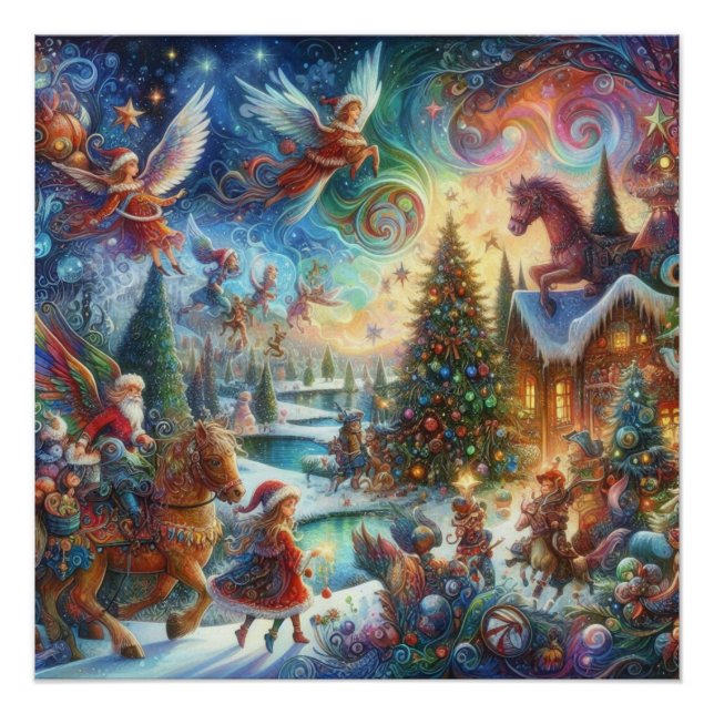 Poster Le monde lunatique d'un rêve d'enfant Noël (Devant)