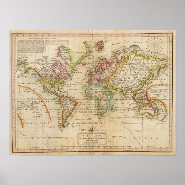 Poster Le monde sur la projection de Mercator (Devant)