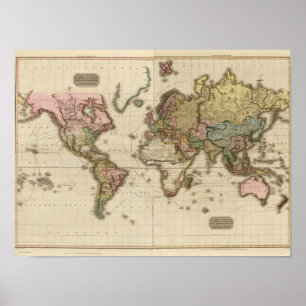 Poster Le monde sur la projection de Mercator