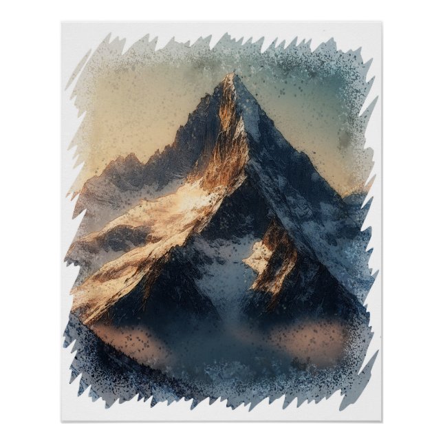 Poster Le mont Everest au coucher du soleil (Devant)