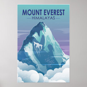 Poster Le mont Everest Himalaya Vintage