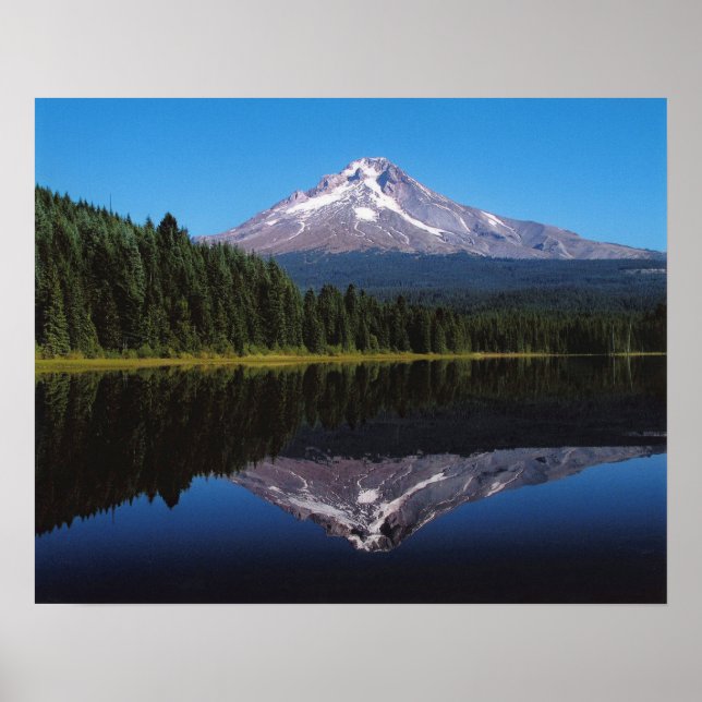 Poster Le mont Hood reflété dans le lac (Devant)