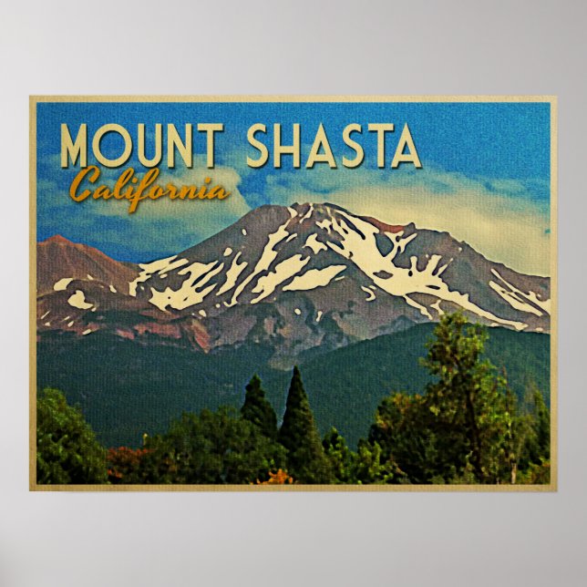 Poster Le mont Shasta Vintage (Devant)