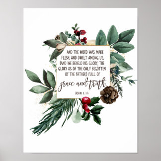 Poster Le Mot Est Devenu Fleurs, Jean 1:14, Noël