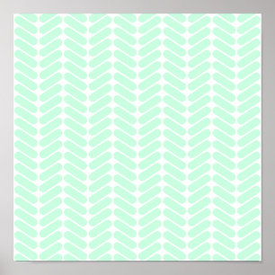 Poster Le Motif de Mint Green Chevron, comme le Tricot.