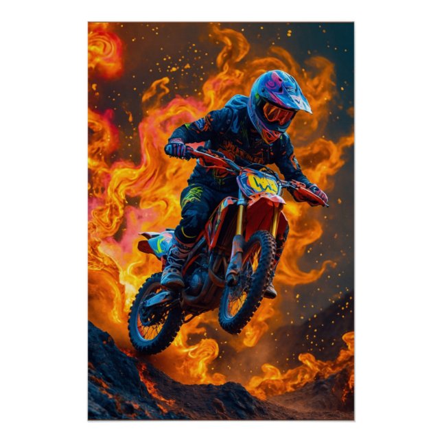 Poster Le motocross sur un volcan (Devant)
