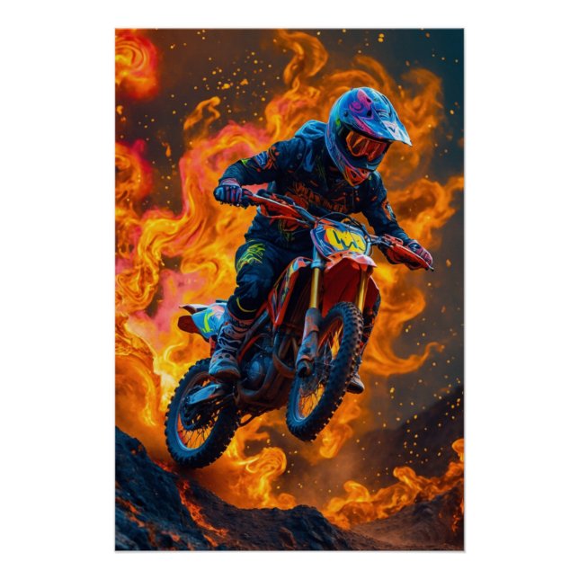 Poster Le motocross sur un volcan (Devant)