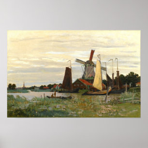 Poster Le moulin à vent Zaandam, Monet 1871